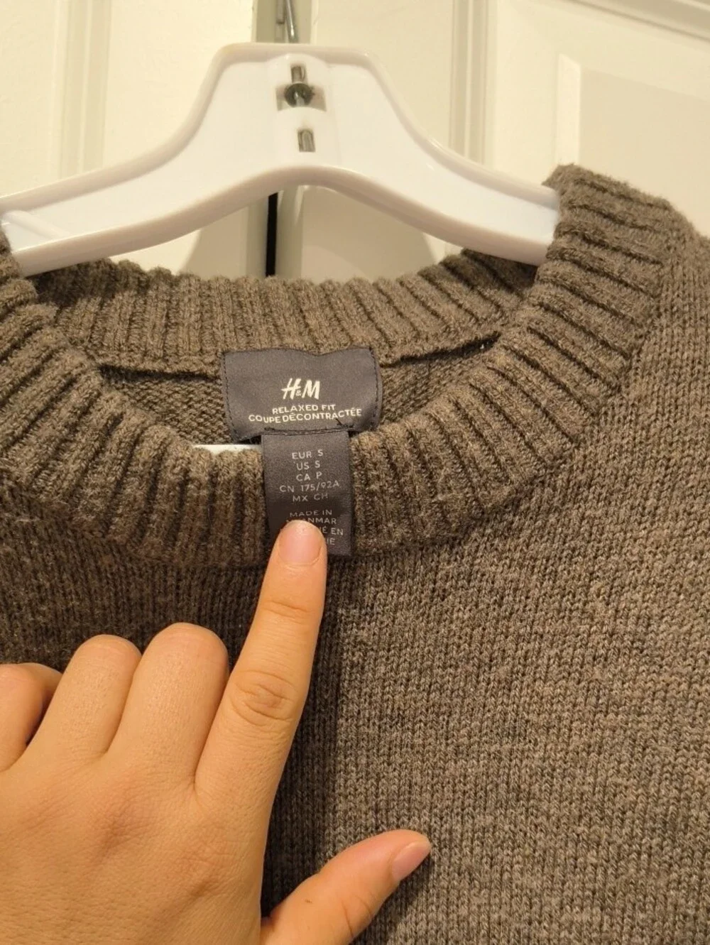 H&M Men's Olive Crewneck Sweater - Ribbed Knit